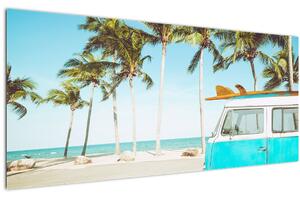 Tablou - Vintage, furgonetă, plajă (120x50 cm)