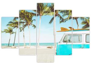 Tablou - Vintage, furgonetă, plajă (150x105 cm)