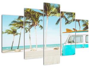 Tablou - Vintage, furgonetă, plajă (150x105 cm)