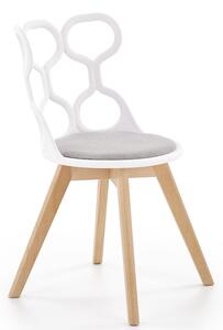 Scaun tapitat k-308 alb - gri - stejar natur 43 x 50 x 80 x 45cm