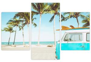 Tablou - Vintage, furgonetă, plajă (90x60 cm)