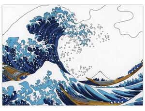 Tablou pe sticlă - Desen japonez, valuri (70x50 cm)