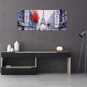 Tablou - Străzi din Paris, pictură în ulei (120x50 cm)