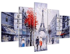 Tablou - Străzi din Paris, pictură în ulei (150x105 cm)