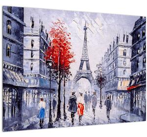 Tablou - Străzi din Paris, pictură în ulei (70x50 cm)