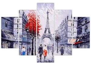 Tablou - Străzi din Paris, pictură în ulei (150x105 cm)