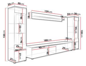 Mobilier living Selwyn II (beton + Alb lucios ) (iluminat LED Alb). 1054050
