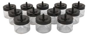 Set 12 recipiente condimente 430KSV1431, transparent/negru, sticla, 30