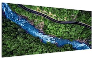 Tablou - Râu între munți, Caucaz, Rusia (120x50 cm)