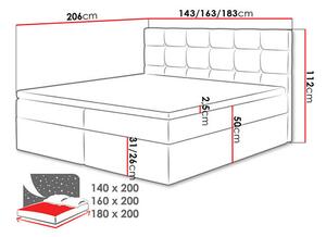 Pat matrimonial Boxspring 180 cm Cinara (muna 08). 1054110