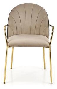 Scaun tapitat K500, bej/auriu, stofa catifelata, 53x57x80 cm