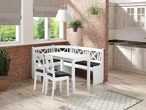 Colț bucătărie + Masă cu scaune Sandonia 1 (Alb) (amor velvet 4322). 1054142