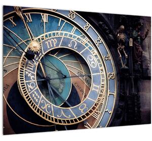 Tablou pe sticlă - Orloj, Praga (70x50 cm)