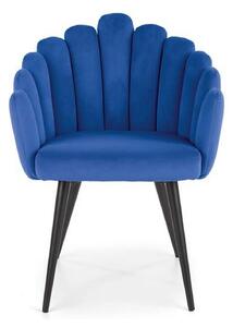 Scaun K410, albastru/negru, stofa catifelata/otel, 65x62x85 cm