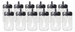 Set 12 recipiente condimente 430KSV1468, transparent/negru, sticla, 30