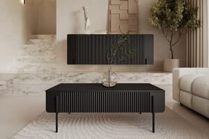 Măsuță de cafea Malmi 100 cm cu sertare - negru mat / picioare negre