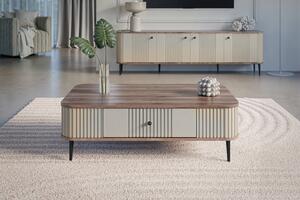 Măsuță de cafea cu sertar Vesper 103x60 cm - cashmir / nuc / picioare negre