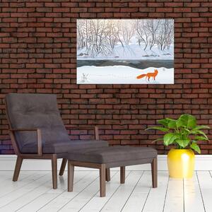 Tablou - Vulpe în peisaj de iarnă (90x60 cm)