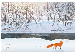 Tablou - Vulpe în peisaj de iarnă (90x60 cm)