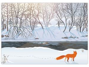 Tablou - Vulpe în peisaj de iarnă (70x50 cm)