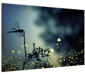 Tablou - Libelula în noaptea strălucitoare (90x60 cm)
