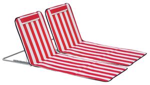 Outsunny Set 2 Șezlonguri de Plajă cu Spătar Reglabil în 5 Poziții, Tetieră și Geantă de Transport, 124x53x45 cm, Roșu | Aosom Romania