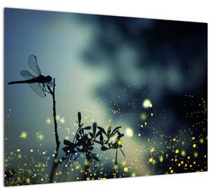 Tablou - Libelula în noaptea strălucitoare (70x50 cm)