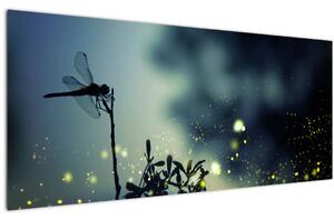 Tablou - Libelula în noaptea strălucitoare (120x50 cm)