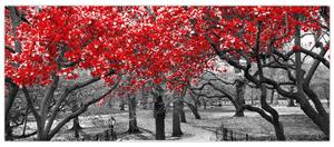 Tablou - Copaci roșii, Central Park, New York (120x50 cm)