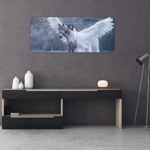 Tablou - Fata și unicorn (120x50 cm)
