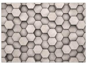 Tablou pe sticlă - Hexagoane design beton (70x50 cm)