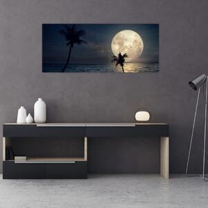Tablou - Plaja cu lună plină (120x50 cm)