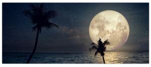 Tablou - Plaja cu lună plină (120x50 cm)