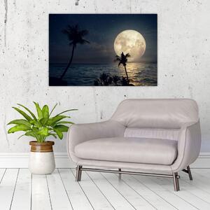 Tablou - Plaja cu lună plină (90x60 cm)
