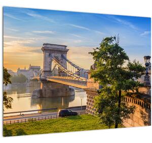 Tablou pe sticlă - Pod peste râu, Budapesta, Ungaria (70x50 cm)