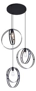 Lampă suspendată de design neagră rotundă cu 3 lumini - Indu