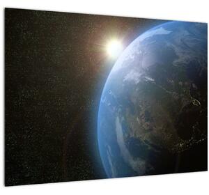 Tablou pe sticlă - Pământul privit din spațiu (70x50 cm)