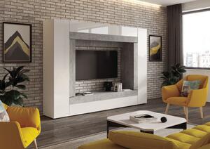 Mobilier living Warsa (Alb + Alb lucios + beton). 1069342