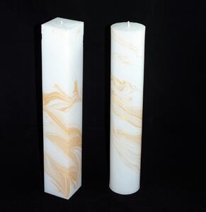 Lumânare stâlp marmorată 6.5×35 cm