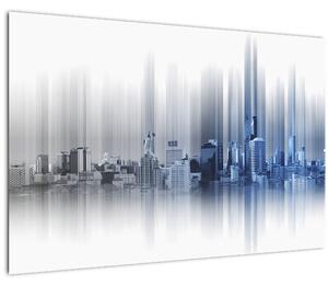 Tablou - Panorama orașului, albastru-gri (90x60 cm)