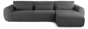 Colțar Extensibil VERSA, cu 2 lăzi depozitare, șezlong interschimbabil, 357x190x87 cm, Dreapta / Gri-Grafit-Loft