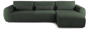Colțar Extensibil VERSA, cu 2 lăzi depozitare, șezlong interschimbabil, 357x190x87 cm, Dreapta / Verde-Inchis-Loft