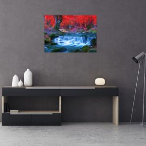 Tablou - Cascada în pădurea roșie (70x50 cm)