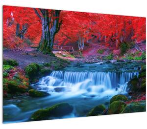 Tablou - Cascada în pădurea roșie (90x60 cm)
