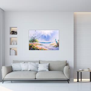 Tablou - Plaja romantică, pictură în ulei (90x60 cm)