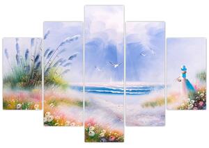 Tablou - Plaja romantică, pictură în ulei (150x105 cm)