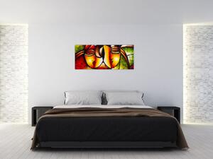 Tablou - Pictură în ulei, chipuri abstracte (120x50 cm)