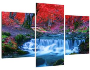 Tablou - Cascada în pădurea roșie (90x60 cm)