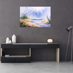 Tablou - Plaja romantică, pictură în ulei (90x60 cm)