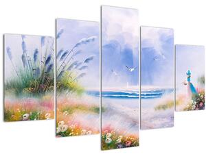 Tablou - Plaja romantică, pictură în ulei (150x105 cm)